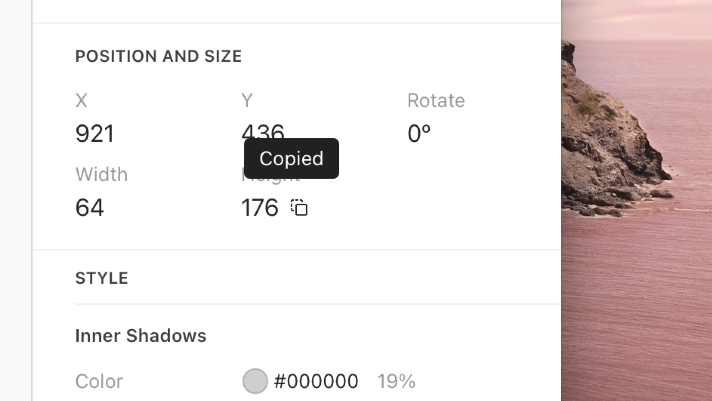 An image showing copying an individual value in Cloud Inspector