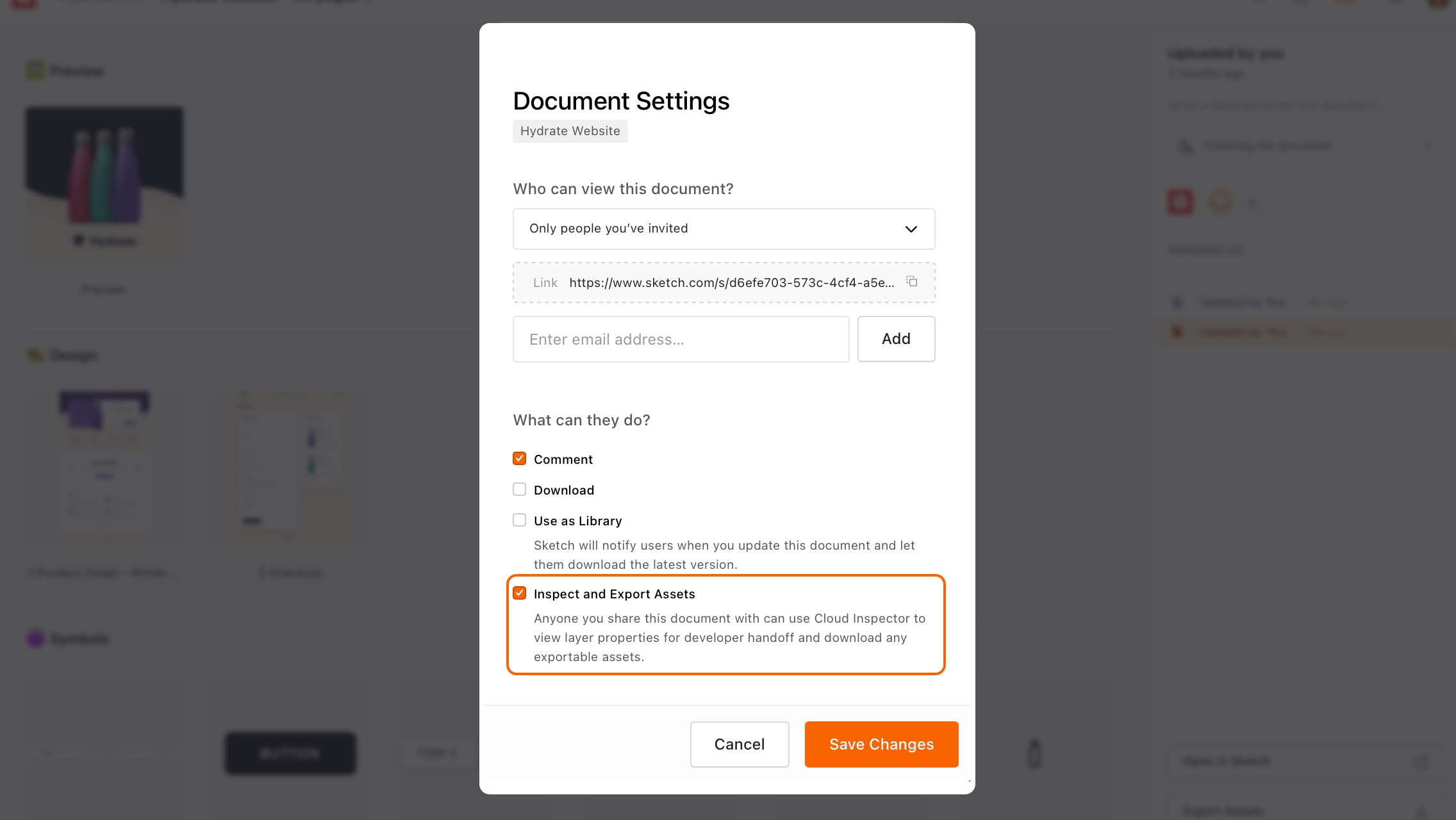 An image showing the option to enable Cloud Inspector in document settings